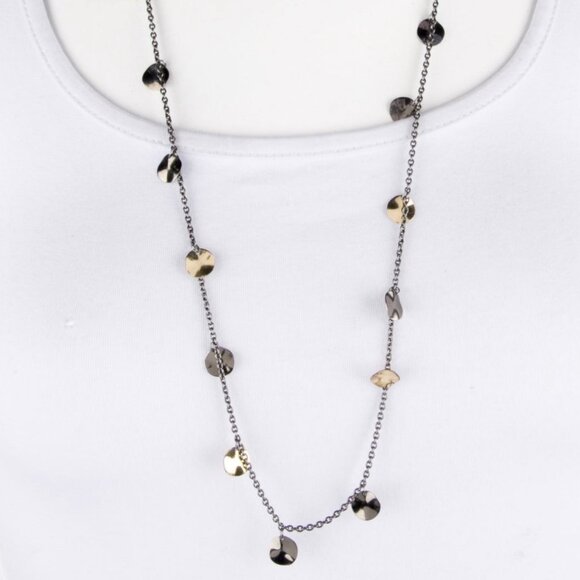 IPPOLITA 18K YELLOW GOLD & STERLING SILVER HAMMERED PAILLETTE NECKLACE - Picture 6 of 6